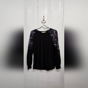 Southern Grace Black and Purple Long Sleeve Top New
